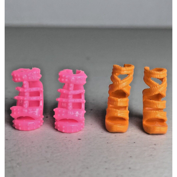 Barbie Shoes Strappy High Heels Bright Orange & Pink Fashionitas Lot of 2 Mattel - Picture 5 of 9